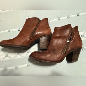 Paul Green Chestnut Leather Ankle Booties